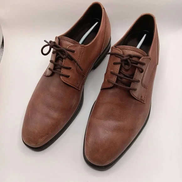 ECCO Men's Brown Leather Oxford Dress Shoes Comfort Lace-Up EU 46